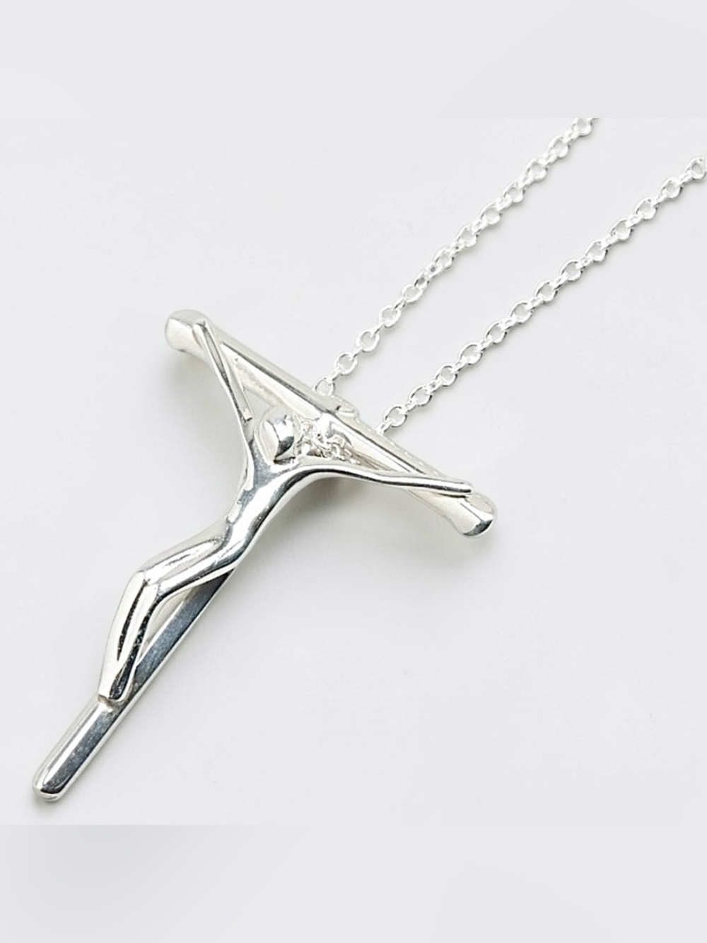 Tiffany & Co. Elsa Peretti 925 Silver Crucifix Pendant Necklace 27mm $900 Retail